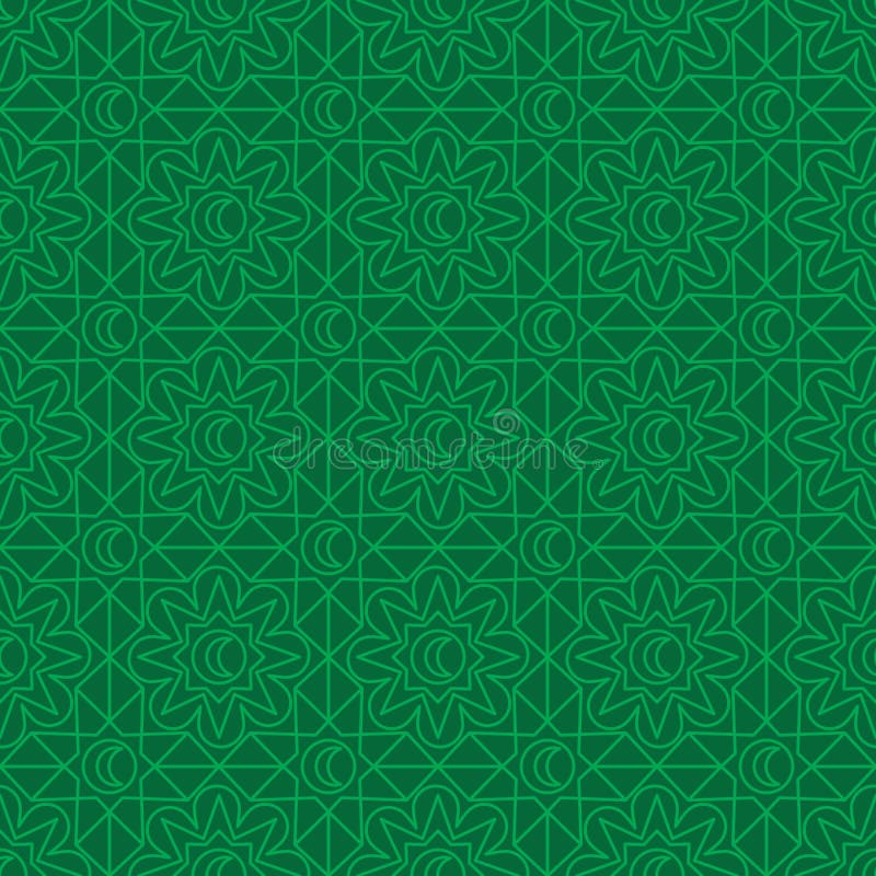 Linje sömlös modell för måne för Ramadanstjärnablomma för symmetri stock illustrationer Linje sömlös modell för måne för Ramadanstjärnablomma för symmetri stock illustrationer