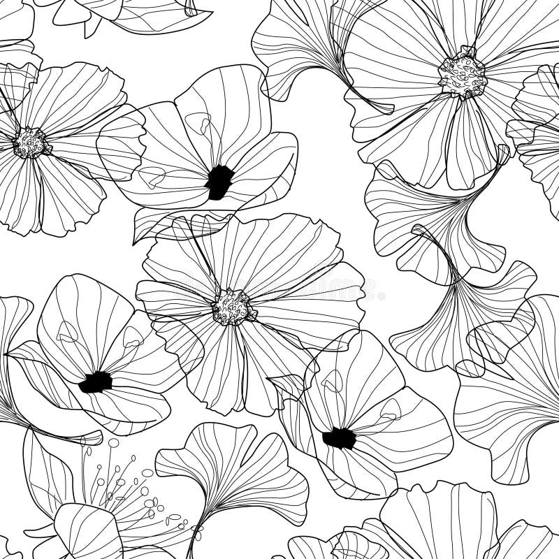 Linjär blom- bakgrund, blommamodell royaltyfri illustrationer