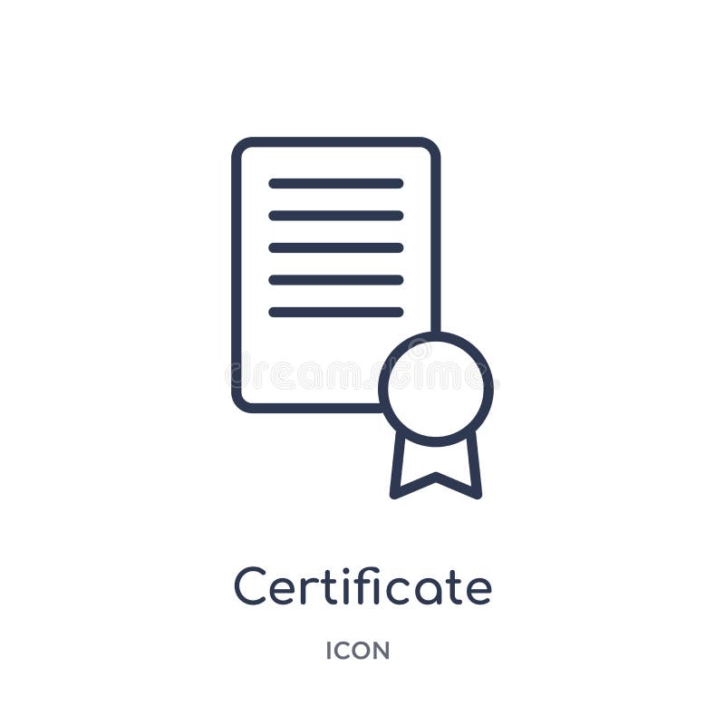 Linjär certifikatsymbol från leverans och logistisk översiktssamling Tunn linje certifikatvektor som isoleras på vit bakgrund stock illustrationer Linjär certifikatsymbol från leverans och logistisk översiktssamling Tunn linje certifikatvektor som isoleras på vit bakgrund stock illustrationer