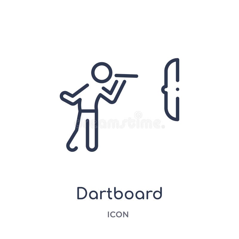 Linjär darttavlasymbol från aktivitet och hobbyöversiktssamling Tunn linje darttavlavektor som isoleras på vit bakgrund stock illustrationer