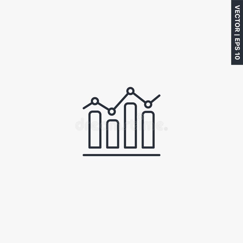 Linjär formatsymbol för diagram för mobilkoncept och webbdesign. illustration av symbollogotyp. pixelperfekt vektorgrafik