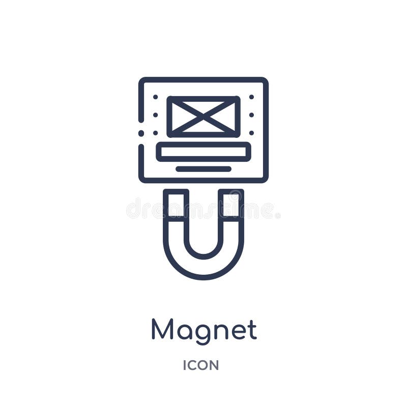 Linjär magnetsymbol från blogger- och influenceröversiktssamling Tunn linje magnetvektor som isoleras på vit bakgrund Magnet stock illustrationer Linjär magnetsymbol från blogger- och influenceröversiktssamling Tunn linje magnetvektor som isoleras på vit bakgrund Magnet stock illustrationer
