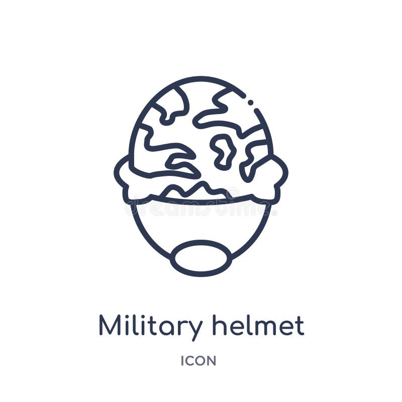Linjär militär hjälmsymbol från armé- och krigöversiktssamling Tunn linje militär hjälmvektor som isoleras på vit bakgrund royaltyfri illustrationer Linjär militär hjälmsymbol från armé- och krigöversiktssamling Tunn linje militär hjälmvektor som isoleras på vit bakgrund royaltyfri illustrationer