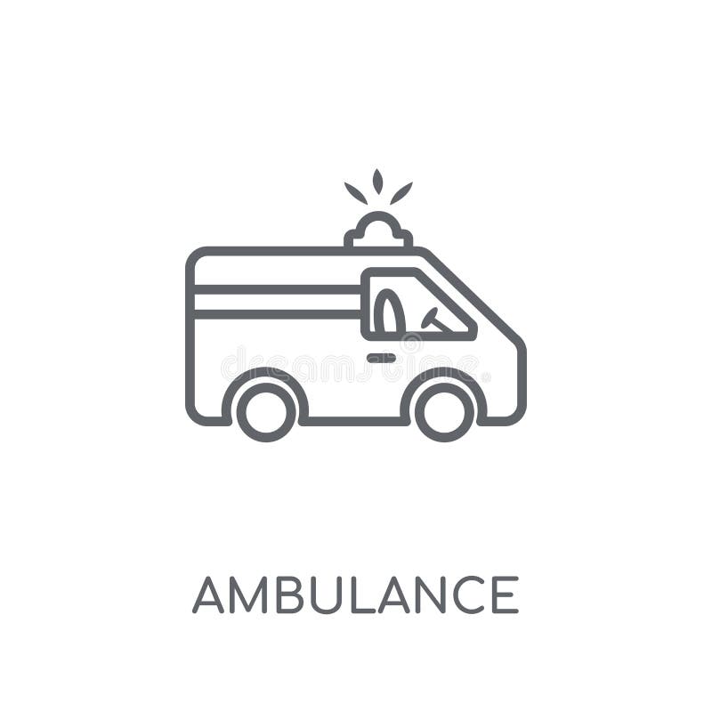 Linjär symbol för ambulans Modernt begrepp för översiktsambulanslogo på vektor illustrationer Linjär symbol för ambulans Modernt begrepp för översiktsambulanslogo på vektor illustrationer