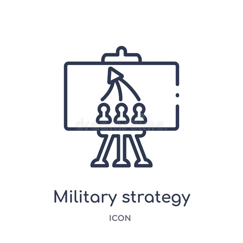 Linjär symbol för militär strategi från arméöversiktssamling Tunn linje vektor för militär strategi som isoleras på vit bakgrund royaltyfri illustrationer Linjär symbol för militär strategi från arméöversiktssamling Tunn linje vektor för militär strategi som isoleras på vit bakgrund royaltyfri illustrationer