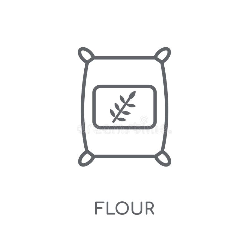 Linjär symbol för mjöl Modernt begrepp för översiktsmjöllogo på vita lodisar. Linjär symbol för mjöl Modernt begrepp för översiktsmjöllogo på vit bakgrund från köksamling Passande för bruk på rengöringsdukapps, mobila apps och tryckmassmedia