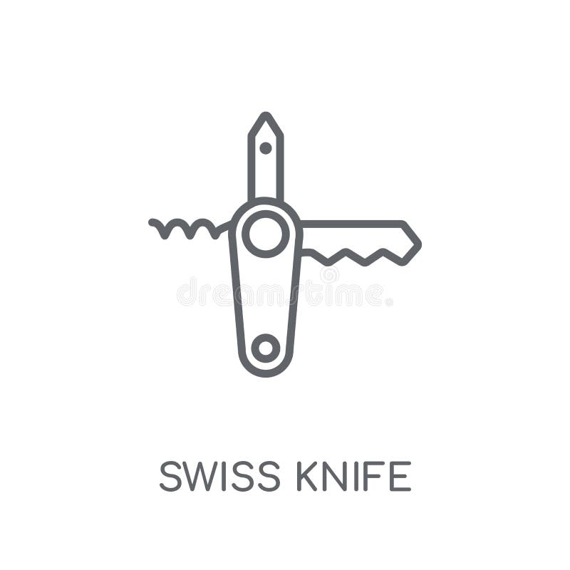 Linjär symbol för schweizisk kniv För knivlogo för modern översikt schweiziskt begrepp stock illustrationer