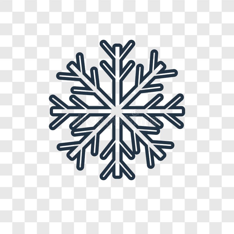 Linjär symbol för snöflingabegreppsvektor som isoleras på genomskinlig bac stock illustrationer