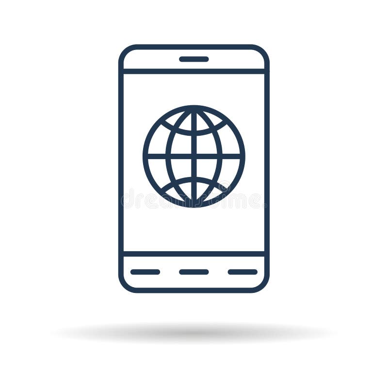 Linjär symbol - smart telefon med internetuppkoppling royaltyfri illustrationer Linjär symbol - smart telefon med internetuppkoppling royaltyfri illustrationer