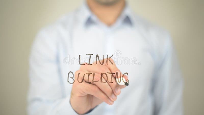 Link Building, Man writing on transparent screen