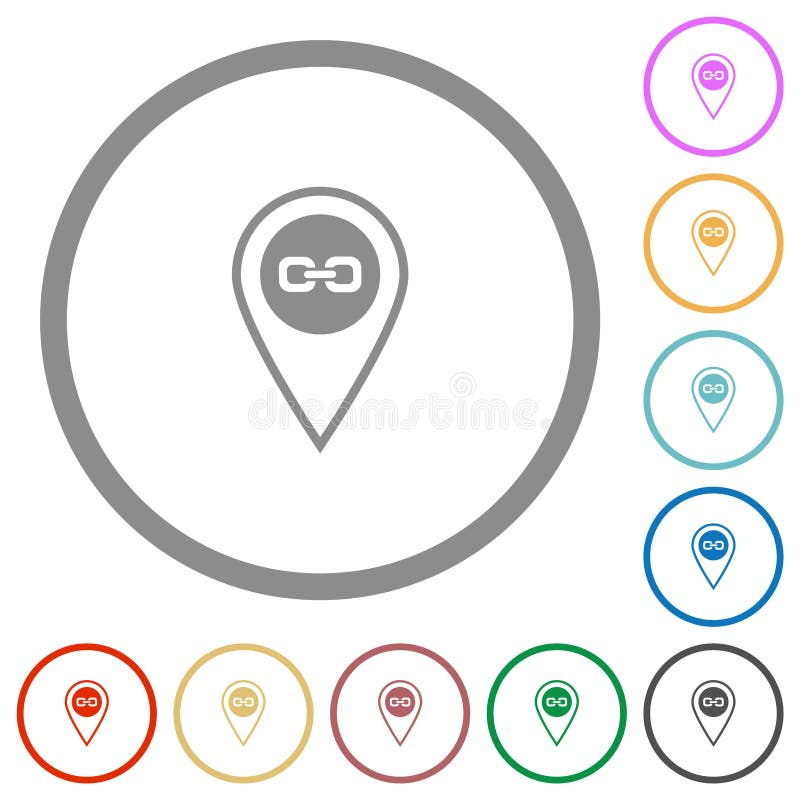 Link GPS location flat icons with outlines royalty free illustration