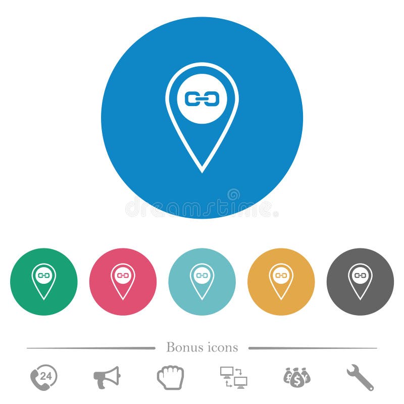 Link GPS location flat round icons stock illustration