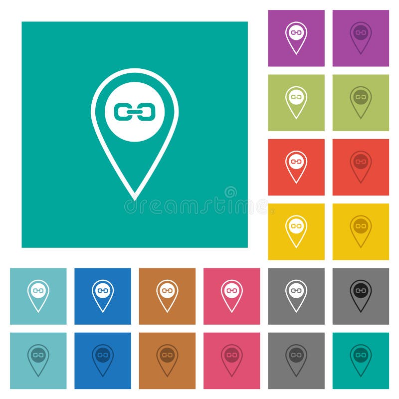 Link GPS location square flat multi colored icons stock illustration