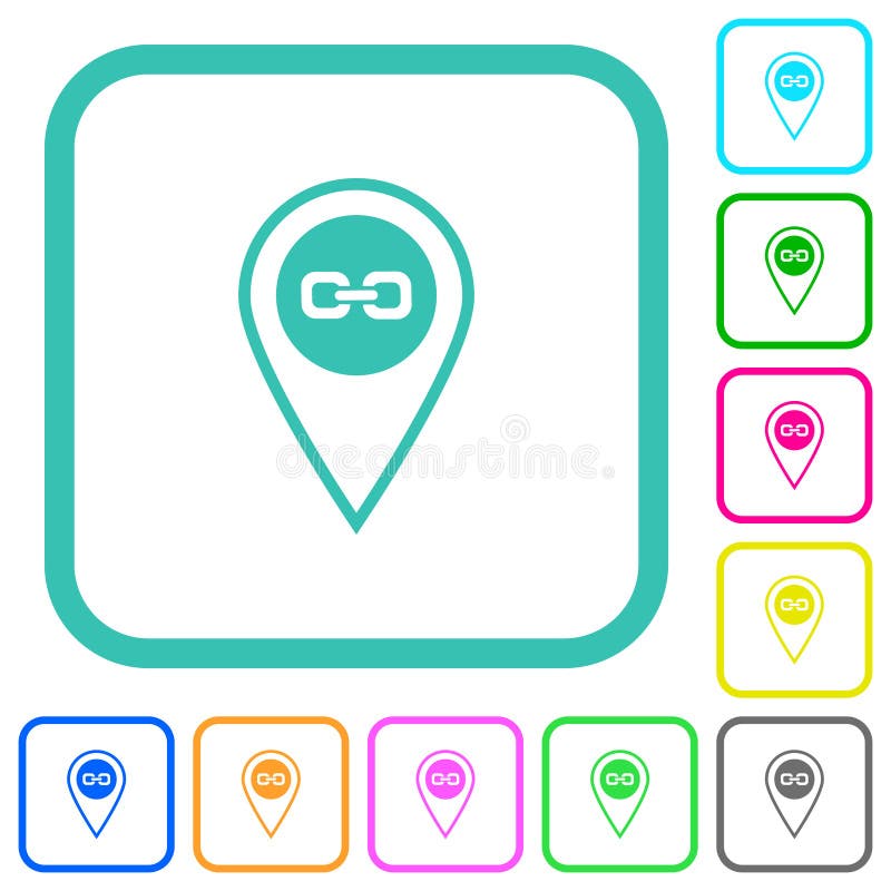 Link GPS location vivid colored flat icons royalty free illustration