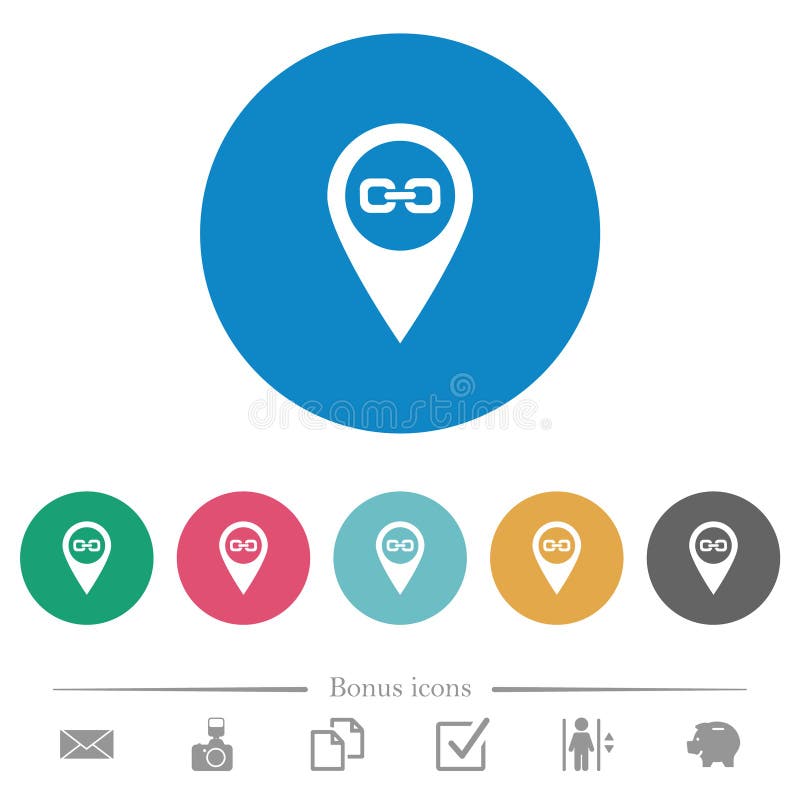 Link GPS map location flat round icons royalty free illustration