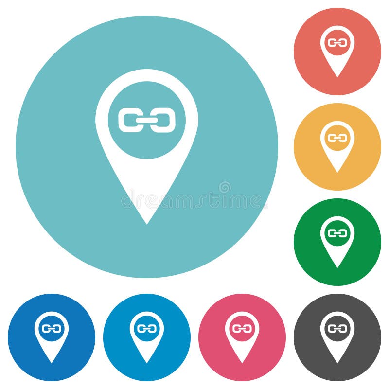 Link GPS map location flat round icons vector illustration