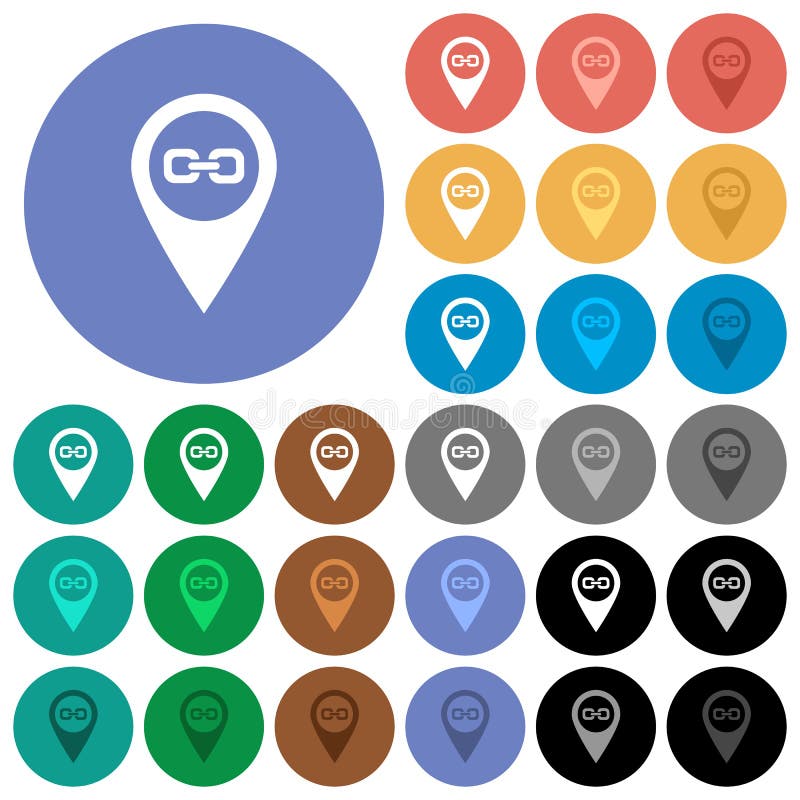 Link GPS map location round flat multi colored icons royalty free illustration