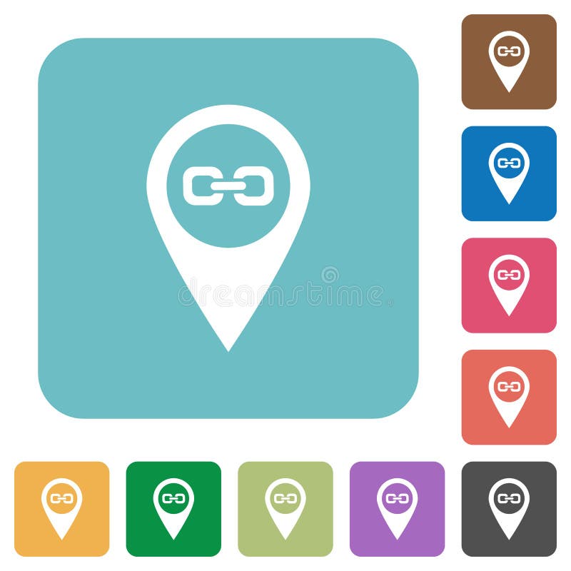 Link GPS map location rounded square flat icons royalty free illustration