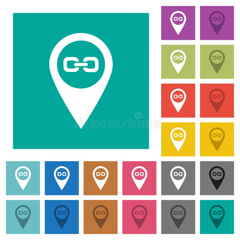 Link GPS map location square flat multi colored icons vector illustration