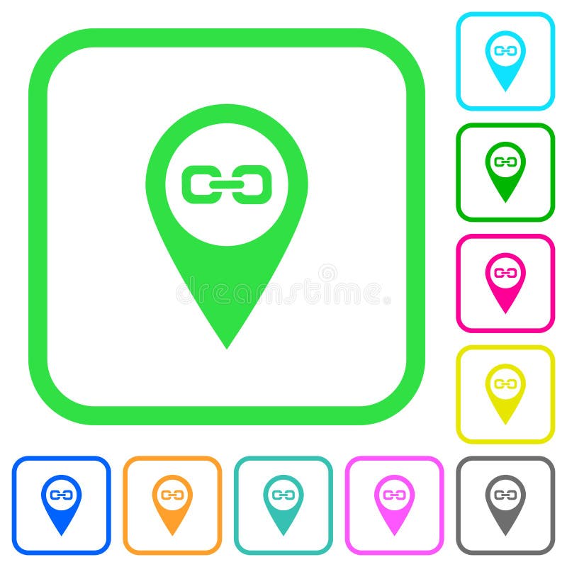 Link GPS map location vivid colored flat icons icons vector illustration