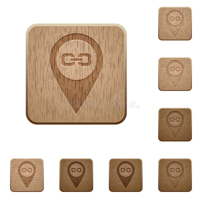 Link GPS map location wooden buttons royalty free illustration