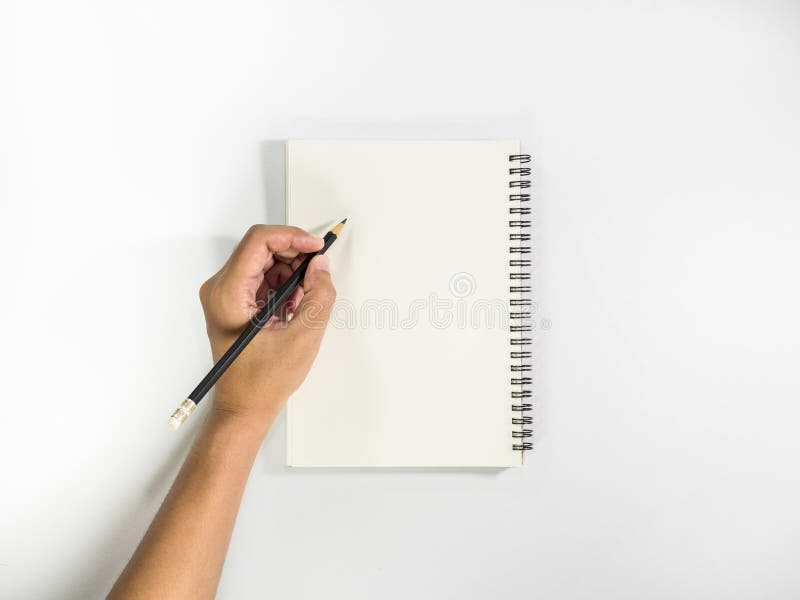 Linke Hand mit Bleistift bereiten sich zum Schreiben auf Notizbuch vor stockfotografie Linke Hand mit Bleistift bereiten sich zum Schreiben auf Notizbuch vor stockfotografie