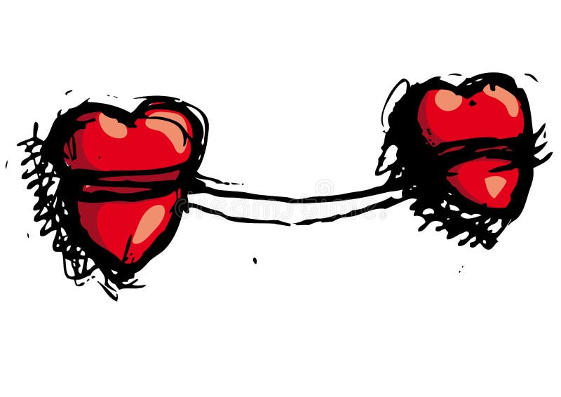 Linked hearts royalty free illustration