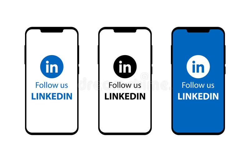 Vector illustration of follow us on linkedin logo social media mobile icons on isolated white background. Facebook logo follow vectors