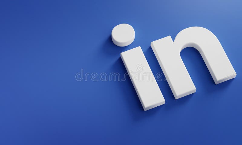 LinkedIn Logo Minimal Simple Design Template. Copy Space 3D
