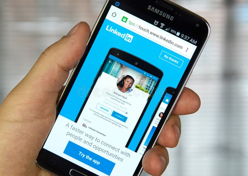 Linkedin mobile application on a cell phone.