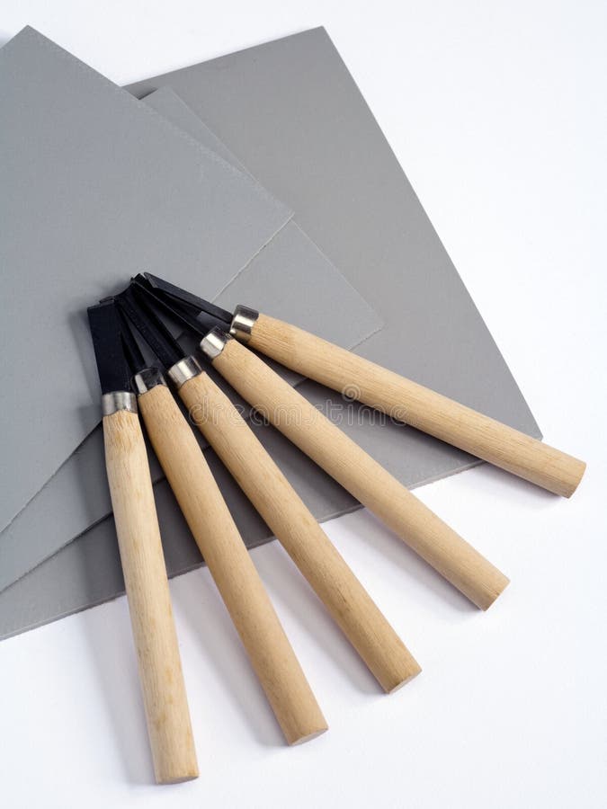 Linocut Materials And Tools Stock Image Image of background, shot 113073117