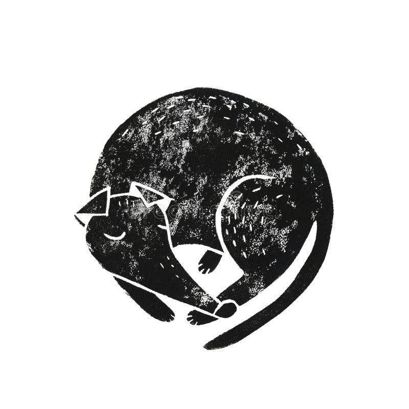 Linocut psa sen ilustracji Linocut psa sen ilustracji