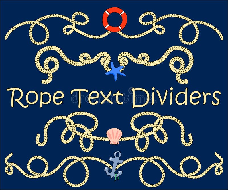 Rope text divider with nautical element. Hand-drawn illustration. Summer travel theme clipart with rope, sea shell, starfish, ship anchor, lifebuoy. Sailor decoration for web design, paper card. Rope text divider with nautical element. Hand-drawn illustration. Summer travel theme clipart with rope, sea shell, starfish, ship anchor, lifebuoy. Sailor decoration for web design, paper card