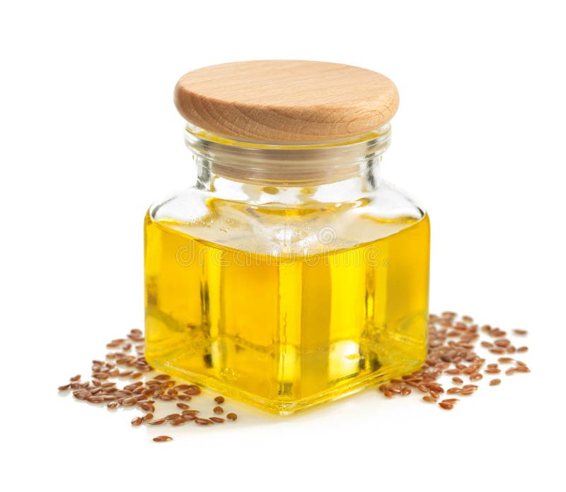 Linseed Oil in Bottle Isolated on White Stock Image Image of glass