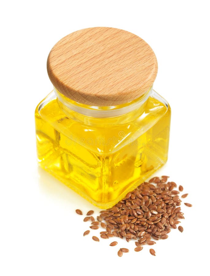 Linseed Oil in Bottle Isolated on White Stock Photo Image of glass