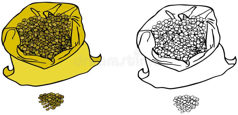 Linsen in einem Sack lizenzfreie abbildung