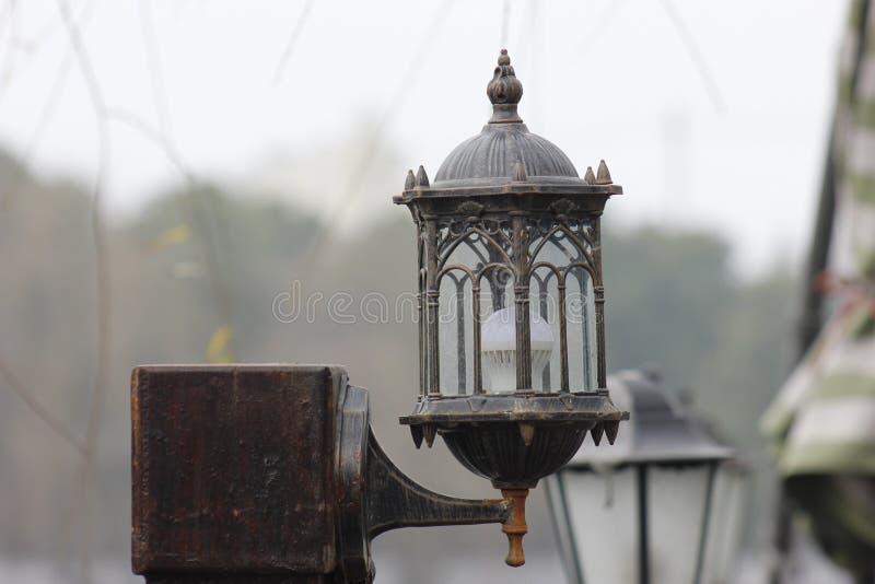 Aritic lantern standing in the cold day. Aritic lantern standing in the cold day