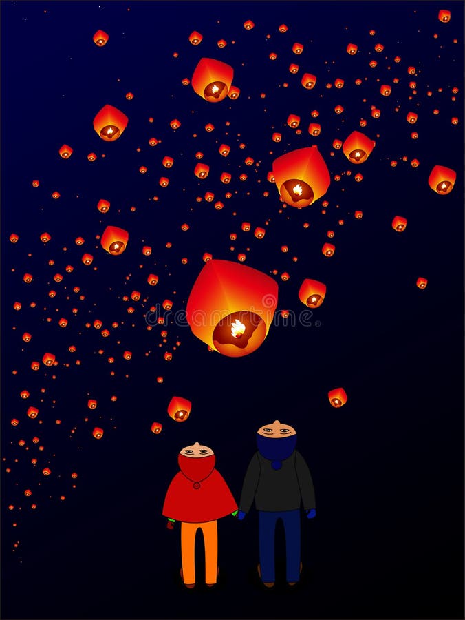 Linternas del cielo, linternas que vuelan libre illustration Linternas del cielo, linternas que vuelan libre illustration