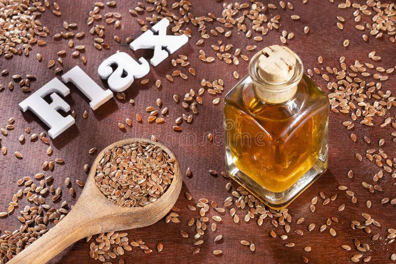 Linum Usitatissimum Seeds and Linseed Oil Stock Image Image of