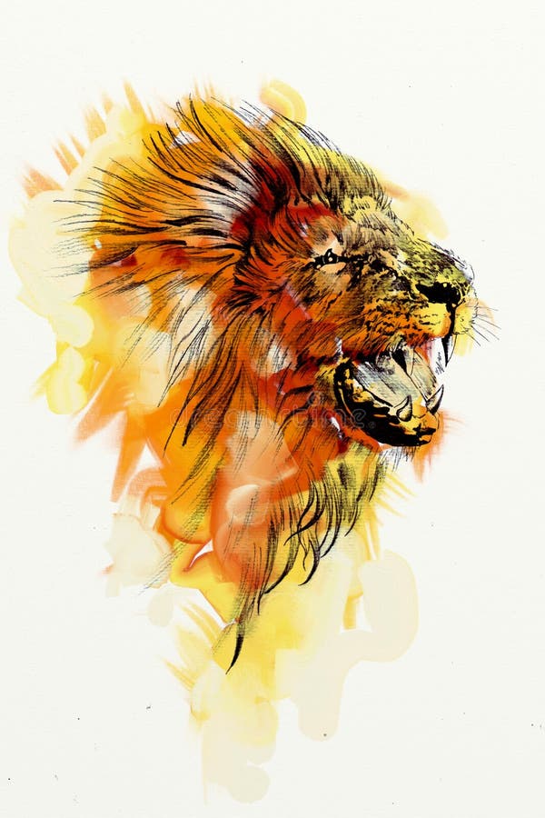 Lion Art Illustration Drawing Funny Artwork Stock Illustration -  Illustration of mascot, abstract: 147454953