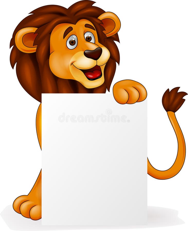 Lion avec le signe blanc illustration de vecteur Lion avec le signe blanc illustration de vecteur