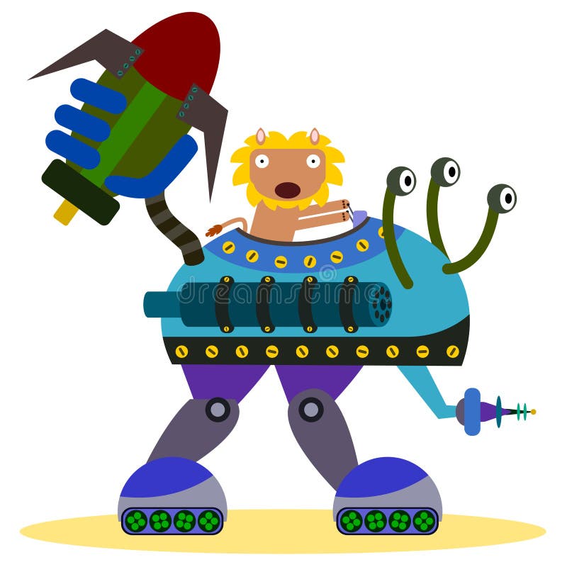Lion in a battle robot stock illustration. Illustration of defense -  35885184