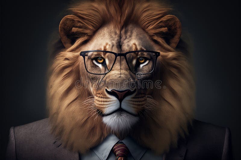 Lion Business Portrait Dressed As a Manager or Ceo in a Formal Office ...