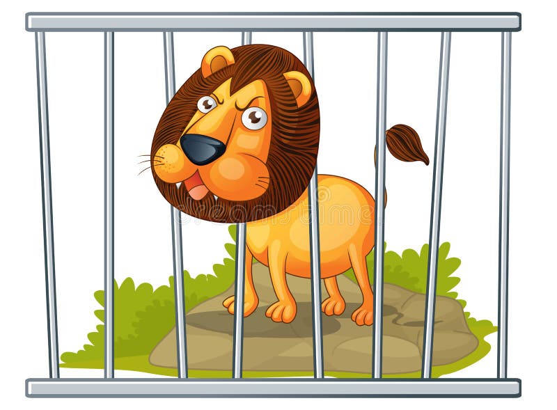 Lion in a cage stock vector. Illustration of cartoon, tabby 9815673