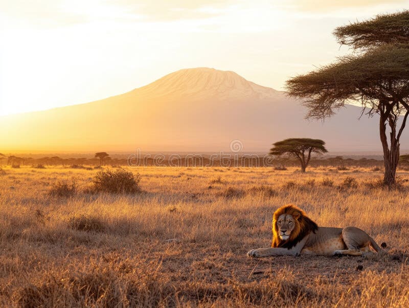 Lion in Field stock photography