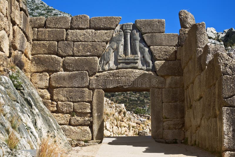 Greece. Archaeological Sites of Mycenae - The Lion Gate. The Archaeological Sites of Mycenae and Tiryns is on UNESCO World Heritage List since 1999. Greece. Archaeological Sites of Mycenae - The Lion Gate. The Archaeological Sites of Mycenae and Tiryns is on UNESCO World Heritage List since 1999