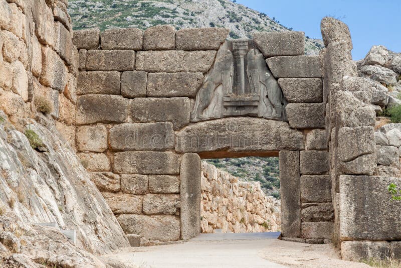 The Lion Gate in the archaeological site of Mycenae, Greece. The Lion Gate in the archaeological site of Mycenae, Greece