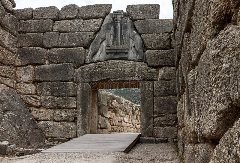 The view of an ancient gates of the mycenaean civilization. The view of an ancient gates of the mycenaean civilization