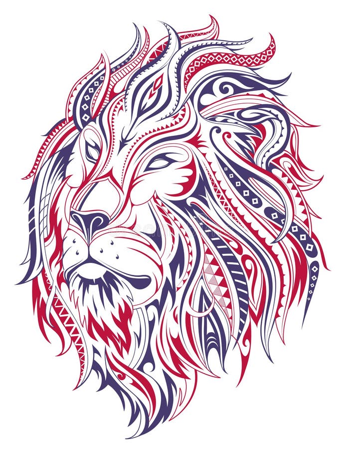 Lion head tribal tattoo Royalty Free Vector Image