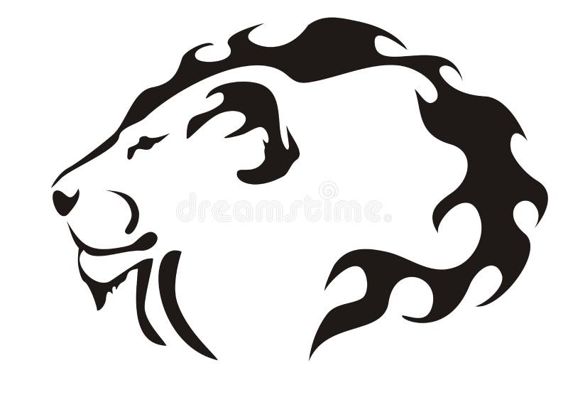 Lion head. Black on white royalty free illustration